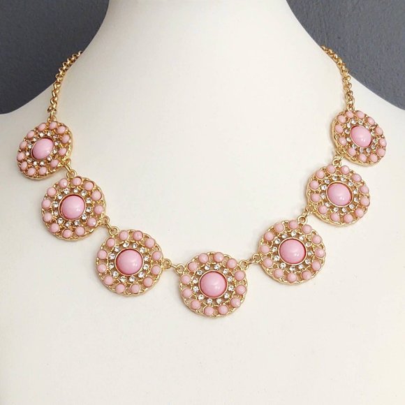 Pink and cz beaded statement necklace - Picture 3 of 10